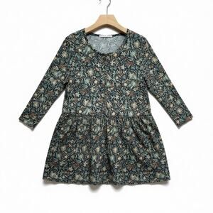 Peruvian Connection Orla Pima Cotton Modal Knit Dress Botanical Print Size M
